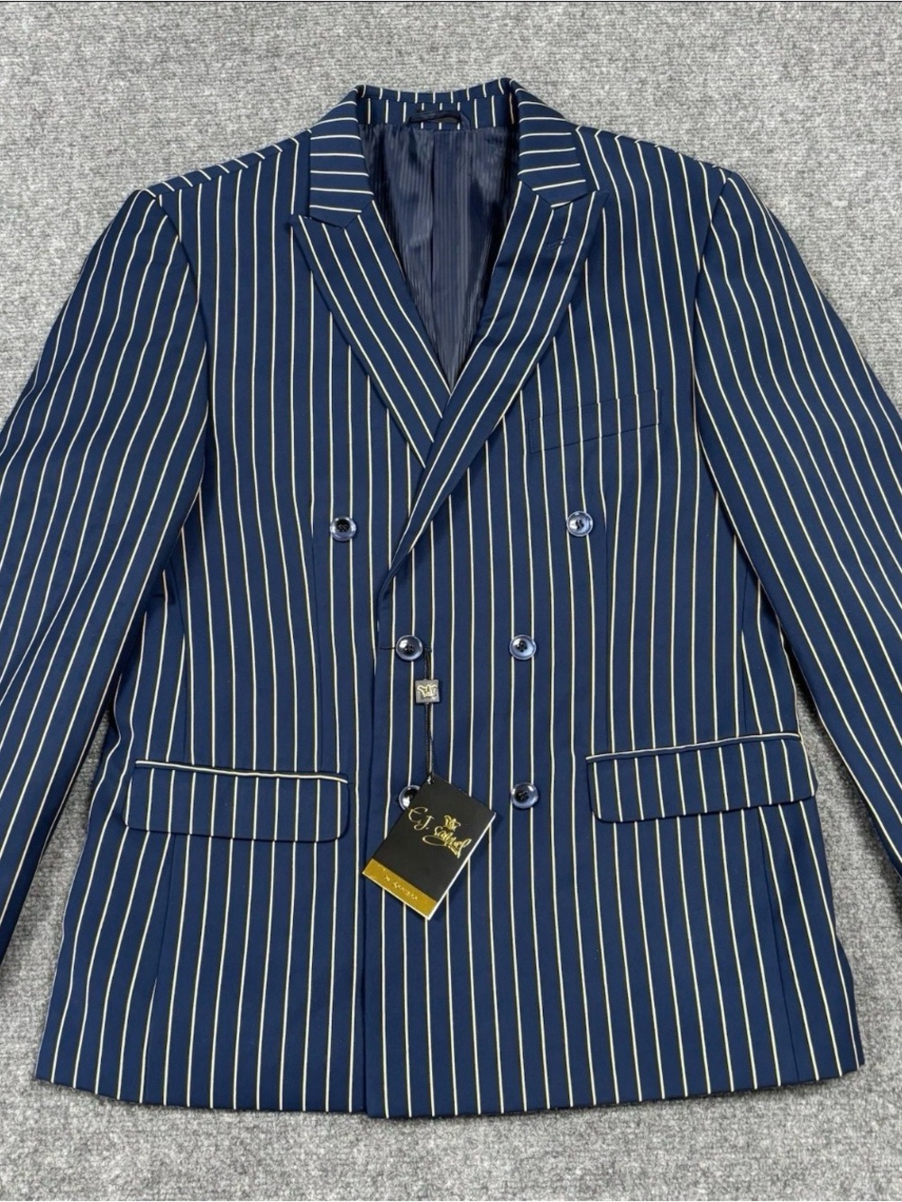 ej samuel stripped blazer navy blue yellow stripped sz 42R/36w